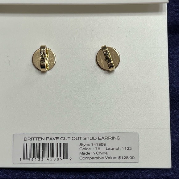 Tory Burch Small Britton Pave Cut Out Stud Earrings - Picture 3 of 6